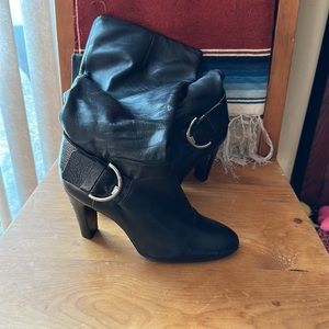 Italian knee high butter soft black leather staple boots